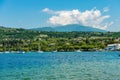 Coast of Lake Garda and Mountain Range of Monte Baldo - Bardolino Italy Royalty Free Stock Photo