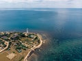 Coast with a lighthouse in the black sea. Crimea