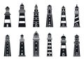 Coast lighthouse icon set, simple style Royalty Free Stock Photo