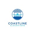 Coast line home logo design. Beach house design Royalty Free Stock Photo