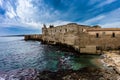 Coast line of Ortigia island at city of Syracuse