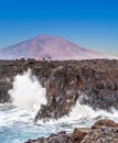 Coast at Los Hervideros with huge waves in Lanzarote