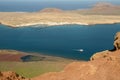 The coast of Mirador del Rio and view at Graciosa island on Lanzarote, Spain