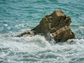 Rock in the sea near Auderville, Normandy France in summer