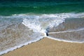 Sea beach. Waves. Sand. Background. Royalty Free Stock Photo