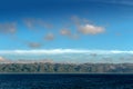 Coast of North Island of New Zealand seen from ferry from Wellington to Picton
