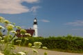 Coast of the ocean with a view of the lighthouse. Maine`s famous lighthouse. USA. Maine. Royalty Free Stock Photo