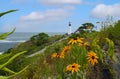 Coast of the ocean with a view of the lighthouse. Maine`s famous lighthouse. USA. Maine. Royalty Free Stock Photo