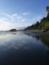 Coast ocean waves trees beach rocks water sand sky Washington Royalty Free Stock Photo