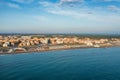 Coast of Ostia aerial view, Rome, Italy. Mediterranean sea resort Royalty Free Stock Photo