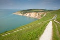 Coast path Alum Bay Isle of Wight next to the Needles tourist attraction