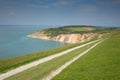 Coast path Alum Bay Isle of Wight next to the Needles tourist attraction