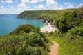 Coast Path Lantic bay beach Cornwall