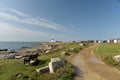 Coast path and lighthouse, Portland Bill Royalty Free Stock Photo