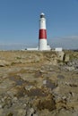 Coast path and lighthouse, Portland Bill Royalty Free Stock Photo