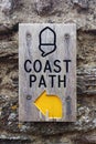 Coast Path Sign, Stoke Fleming, Devon, UK vertical portrait format Royalty Free Stock Photo