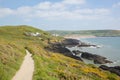 Coast path to Croyde from Woolacombe Devon England UK in summer with blue sky Royalty Free Stock Photo