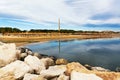 Coast of Pescara with D`Annunzio obelisk Royalty Free Stock Photo