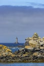 Coast with Phare du Four near Argenton in Brittany, France Royalty Free Stock Photo