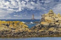 Coast with Phare du Four near Argenton in Brittany, France Royalty Free Stock Photo