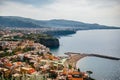 Coast of Piano di Sorrento. Italy.Panoramic view of Sorrento town, the Amalfi Coast, Naples district.Beautiful beaches and seaside Royalty Free Stock Photo