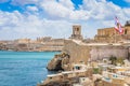 Coast and the port of Valletta, Siege Bell Memorial Royalty Free Stock Photo