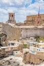 Coast and the port of Valletta, Siege Bell Memorial Royalty Free Stock Photo