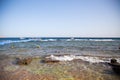 Coast of the Red Sea, Egypt. surf line. Wind and waves. A little storm. Background tourism and travel. Blue water and sky Royalty Free Stock Photo