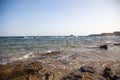 Coast of the Red Sea, Egypt. surf line. Wind and waves. A little storm. Background tourism and travel. Blue water and sky Royalty Free Stock Photo