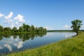 The coast of the river on a sunny summer day. Royalty Free Stock Photo