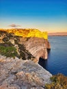 Coast rock in jeju island. Tranquil beach scene in low light. Scenic view from the city bridge. Landscape of sea, cliff blue sky Royalty Free Stock Photo