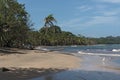 Coast with rock at Punta Manzanillo in Gandoca Manzanillo National Wildlife Refuge, Costa Rica Royalty Free Stock Photo