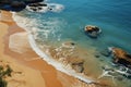 Coast rocks beach and waves, summer landscape, aerial view