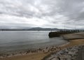 Coast of Santander, at low tide with breakwater Royalty Free Stock Photo