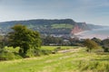 Coast Sidmouth Devon England uk with seats on coastal path Royalty Free Stock Photo