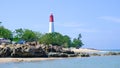 The Coast Of Tanjung Kalian, With The Lighthouse And Large Rocks