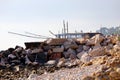 Coast of the Trabocchi, Trabocco in Marina di San Vito Chietino, Abruzzo-Italy. The Trabocco is a traditional wooden fishing house