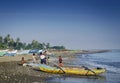 Traditional fishing boats on dili beach in east timor leste Royalty Free Stock Photo