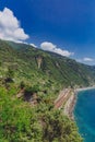 Coast and train station of Corniglia, Cinque Terre, Italy Royalty Free Stock Photo