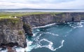 Coastal aerial view at Cliffs of Moher in Doolin County Clare Ireland Wild Atlantic Way seen from above Royalty Free Stock Photo