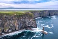 Coastal aerial view at Cliffs of Moher in Doolin County Clare Ireland Wild Atlantic Way seen from above Royalty Free Stock Photo