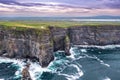 Coastal aerial view at Cliffs of Moher in Doolin County Clare Ireland Wild Atlantic Way seen from above Royalty Free Stock Photo