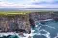 Coastal aerial view at Cliffs of Moher in Doolin County Clare Ireland Wild Atlantic Way seen from above Royalty Free Stock Photo