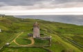 Coastal aerial view at Doonagore Castle in Doolin County Clare Ireland Wild Atlantic Way seen from above Royalty Free Stock Photo