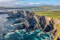 Coastal aerial view at Kerry Cliffs in Portmagee Ireland Wild Atlantic Way seen by drone Royalty Free Stock Photo