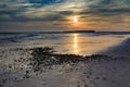 Coastal Background Sunset Mudflats Folly Beach South Carolina Royalty Free Stock Photo
