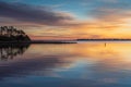 Coastal Background Sunrise over Bay Manteo North Carolina Royalty Free Stock Photo