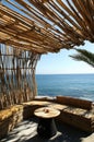 Breathtaking Ocean View Lounge Area with Natural Bamboo Decor Royalty Free Stock Photo
