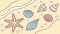 Coastal Beach Pattern with Seashells and Starfish, vector design Generative AI Royalty Free Stock Photo