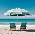 Coastal bliss, sandy beach, dreamy skies, and refreshing sea spray Royalty Free Stock Photo